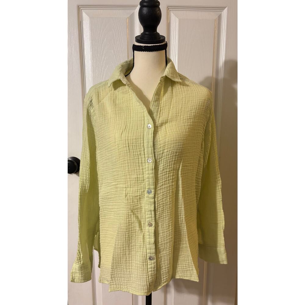 Philosophy Republic Button Down Long Sleeve Women's Medium Cotton Green